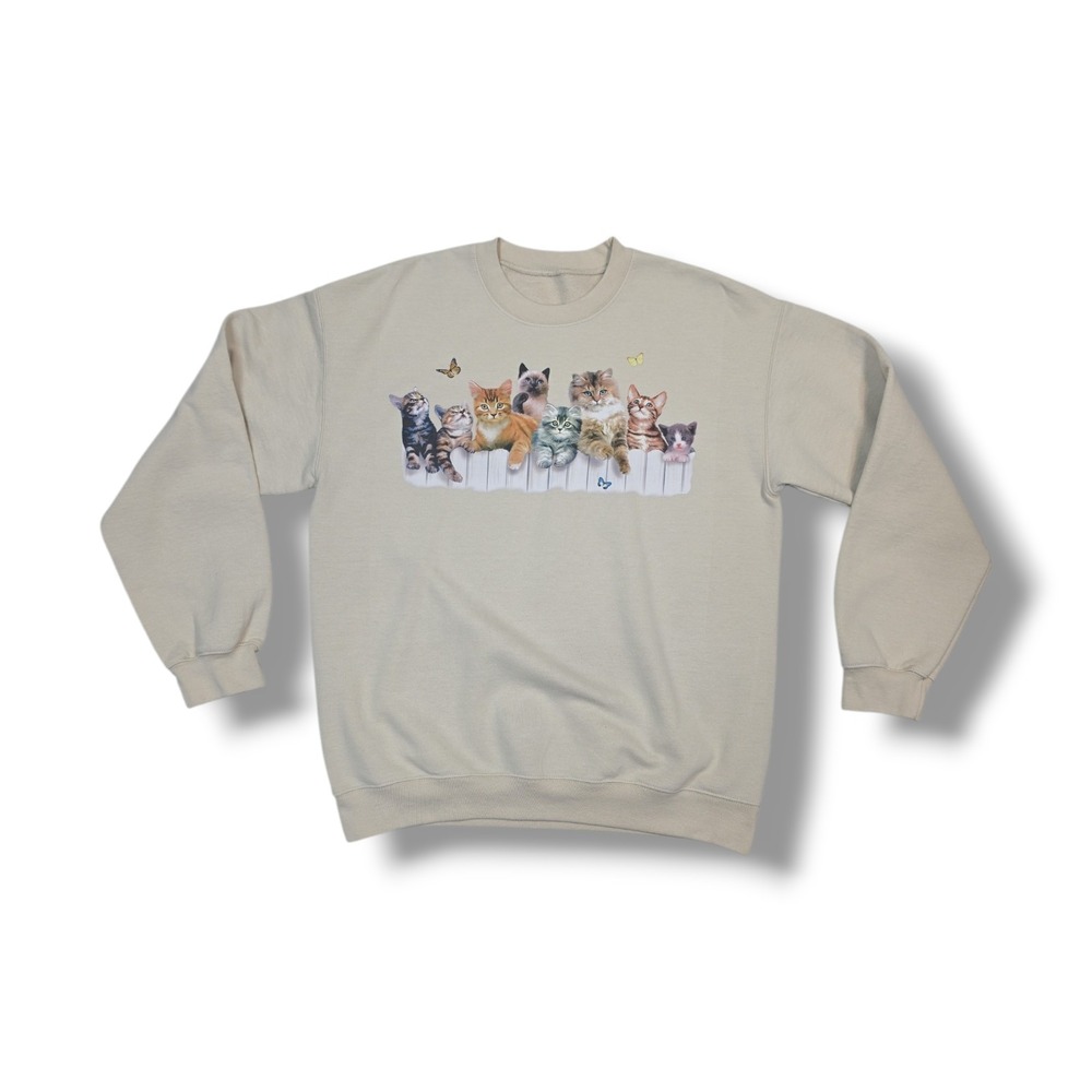 Sweatshirt with Kittens Graphic Print On Front For Animal‎ Lovers Women's XL